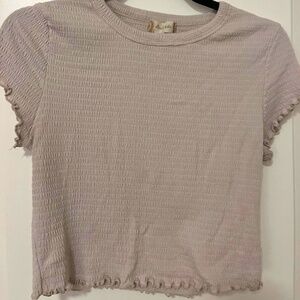 Dark cream/taupe ruffled crop top